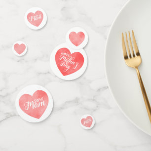 Happy mother's day in pink heart, mom love you confetti