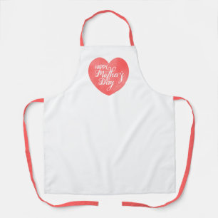 Happy mother's day in pink heart, watercolor heart apron