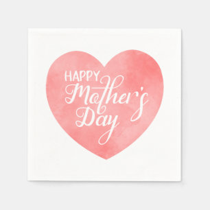 Happy Mother's day in pink watercolor heart Napkin