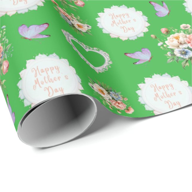 "Happy Mother's Day Irish Green Wrapping Paper (Roll Corner)