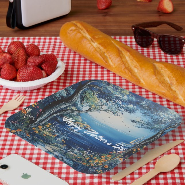 Happy Mother's Day Lake Scene  Paper Plate (Picnic)