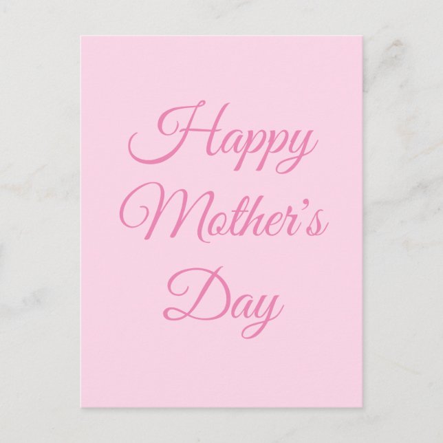 Happy Mother's Day light pink script elegant Postcard (Front)
