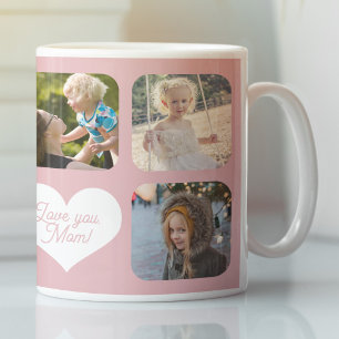 Happy Mothers Day love you mom photo collage pink Coffee Mug