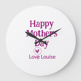 Happy Mother's day mauve love name female sign tit Large Clock