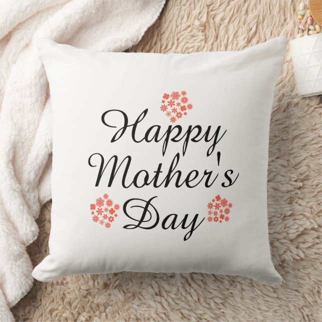 happy mother's day modern floral peach white throw pillow (Blanket)