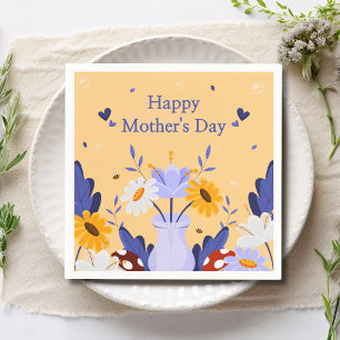 Happy Mother's Day Modern Flowers Floral Botanical Napkin