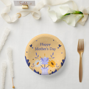 Happy Mother's Day Modern Flowers Floral Botanical Paper Plate
