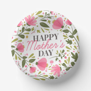 Happy Mother's Day Modern Pink Floral Botanical Paper Plate