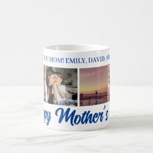 Happy Mother's Day Mom Blue Photo Grid Coffee Mug