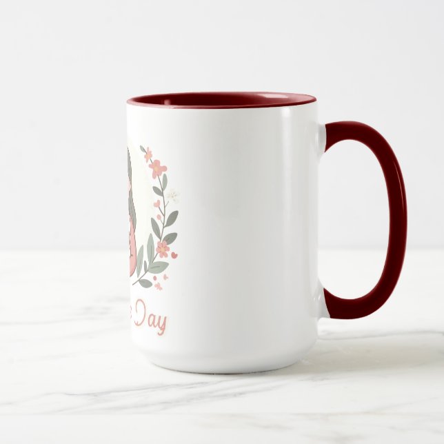 Happy Mother's Day - Mom & Child Embrace Floral Mug (Right)