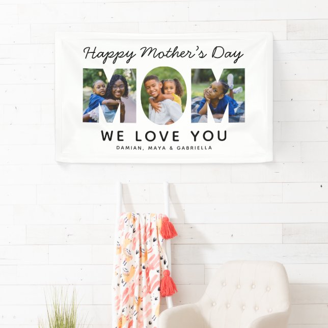 Happy Mothers Day Mom Custom Photo Collage Banner (Insitu)