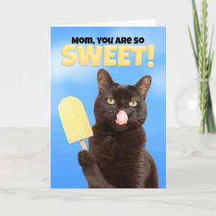 Happy Mother's Day Mom Cute Cat With Sweet Ice Pop Holiday Card