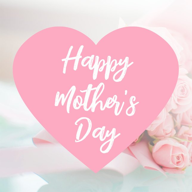 Happy Mother's Day Mom Cute Love Heart Pink Heart Sticker (Creator Uploaded)