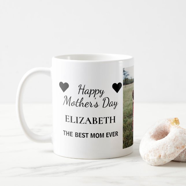 Happy Mother's Day Mom Personalized Photo Coffee Mug (With Donut)