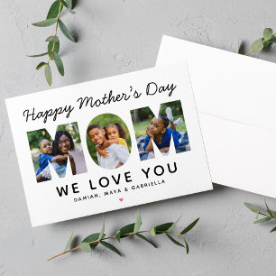 Happy Mothers Day Mom Photo Letter Flat Card