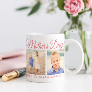 Happy Mother's Day Mom Pink Script Photo Keepsake Coffee Mug