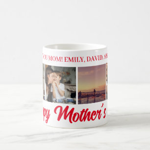 Happy Mother's Day Mom Red Photo Grid Coffee Mug