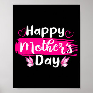 Happy mothers day mommy love mom hearts butterfly poster