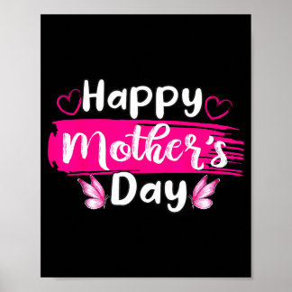 Happy mothers day mommy love mom hearts butterfly  poster