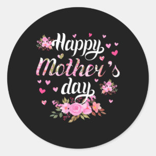 Happy Mother's Day Mommy Women Cute Grandma Floral Classic Round Sticker