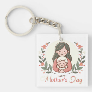 Happy Mother's Day - Mom's Embrace Floral Keychain