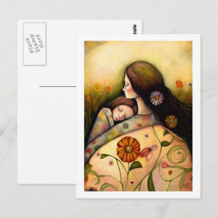 Happy Mother's Day Mother and Daughter Painting  Postcard