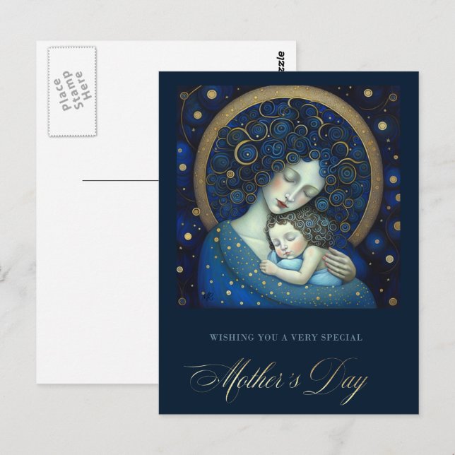 Happy Mother's Day Mother and Daughter Painting  Postcard (Front/Back)