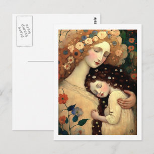 Happy Mother's Day Mother and Daughter Painting  Postcard