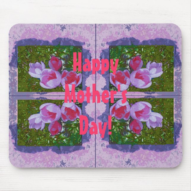 Happy Mother's Day mousemat with crocuses Mouse Pad (Front)