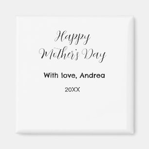 Happy mothers day name date year with love simple magnet