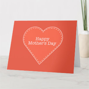 Happy Mother's Day Orange Heart Big Greeting Card