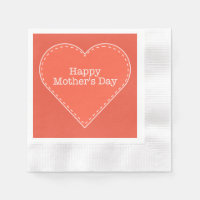 Happy Mother's Day Orange Heart Paper Napkin