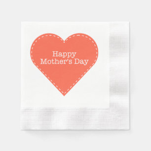 Happy Mother's Day Orange Heart Paper Napkin