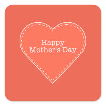Happy Mother's Day Orange Heart Square Sticker