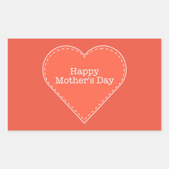 Happy Mother's Day Orange Heart Sticker (Front)