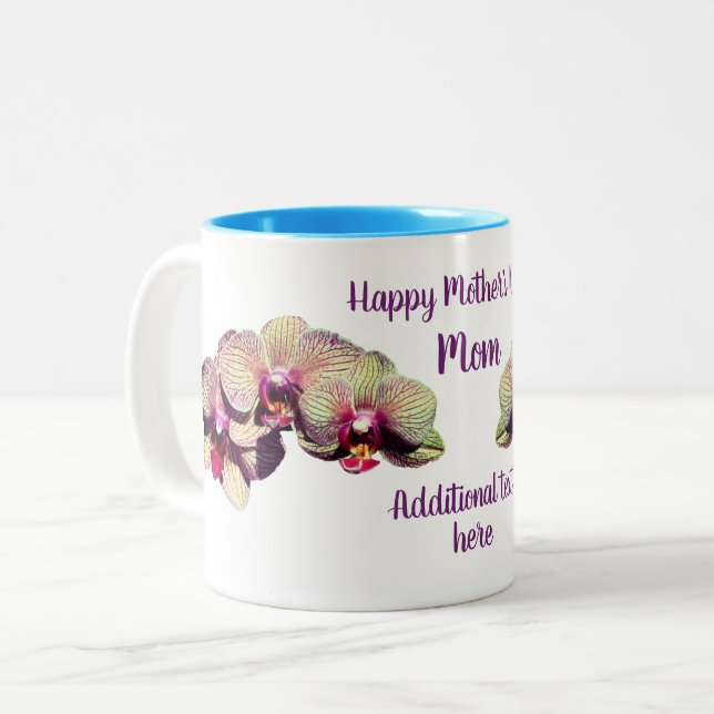 Happy Mother's Day Orchid Flower Personalized Two-Tone Coffee Mug (Front Left)