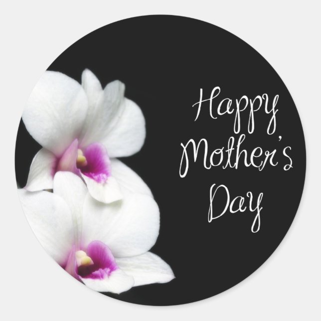 happy Mother's Day Orchids Classic Round Sticker (Front)