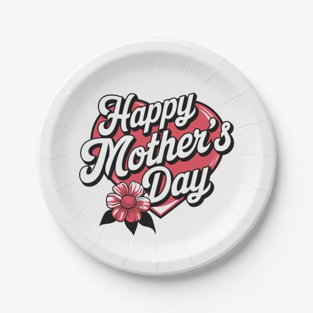 Happy Mothers Day Paper Plate (Front)