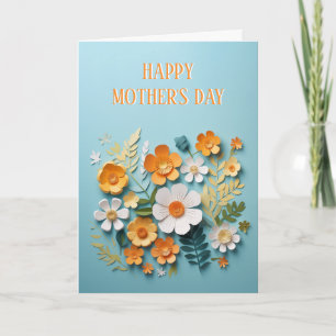 Happy Mothers Day Paper Yellow Flower Design Card