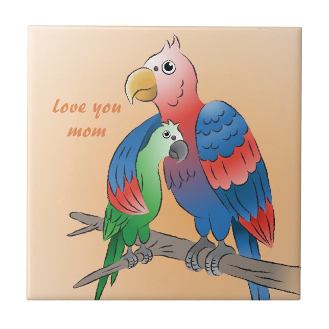 Happy Mother's Day Parrots Tile (Front)