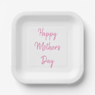 Happy Mother's Day Party 2024 Pink Simple Modern Paper Plate