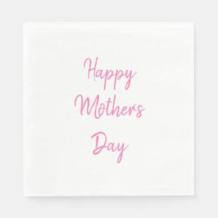 Happy Mother's Day Party Pink White Simple 2024 Napkin
