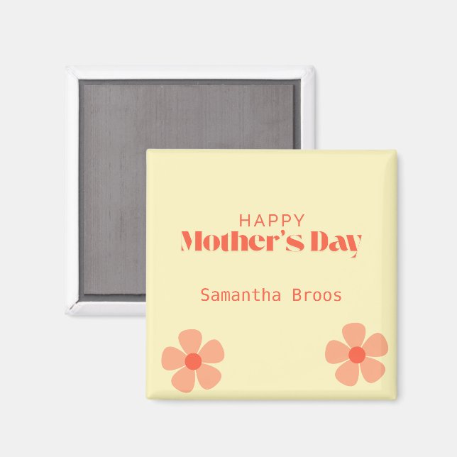 Happy Mother's day peach flowers pink Magnet (Front/Back)