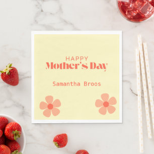 Happy Mother's day peach flowers pink Napkin