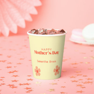 Happy Mother's day peach flowers pink Paper Cups