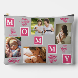 Happy Mother's Day Personalize Photo Collage Text. Accessory Pouch