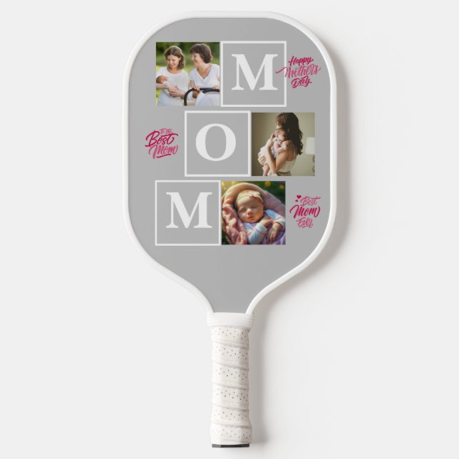 Happy Mother's Day Personalize Photo Collage Text. Pickleball Paddle (Front)