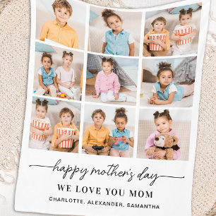 Happy Mothers Day Personalized Mom 9 Photo Collage Fleece Blanket