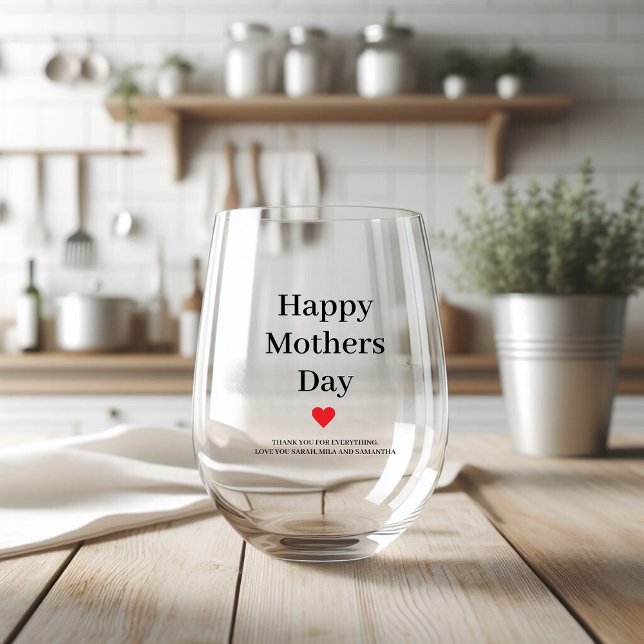Happy Mothers Day Personalized Stemless Wine Glass (Creator Uploaded)