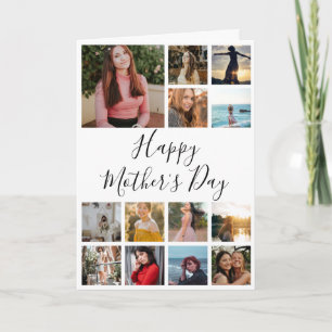 Happy Mother's Day Photo Collage Black and White Card